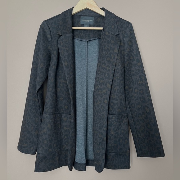 {Christian Siriano} Leopard Print Open Front Blazer Jacket in Brown & Black - Picture 1 of 9